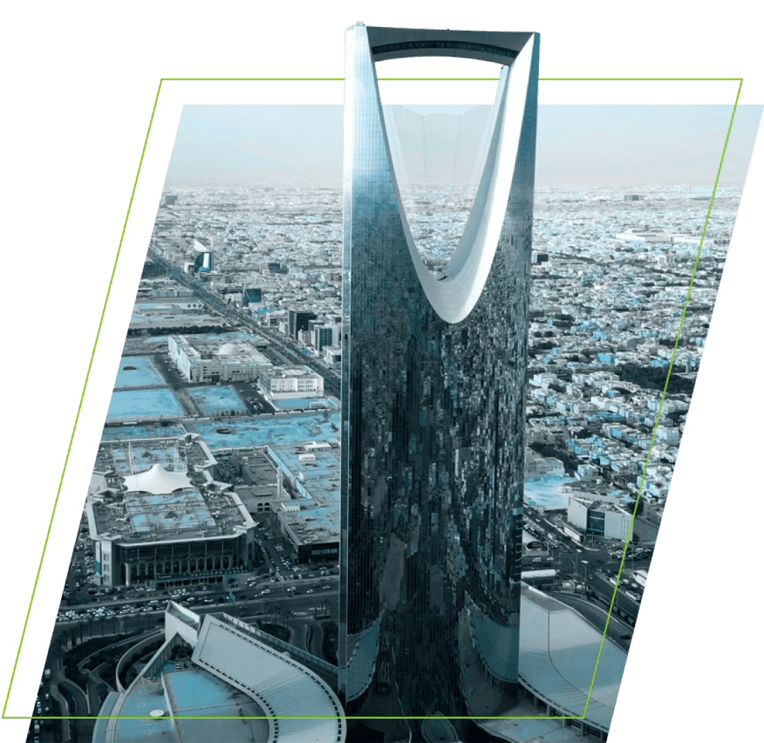 Kingdom Centre tower rising over the Riyadh skyline
